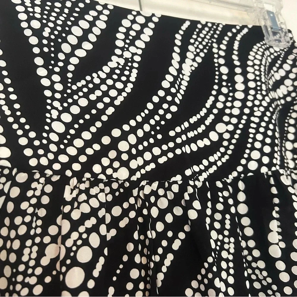 The Kooples White Polka Dot Black Mini Skirt Size 1 XXS NWT $215